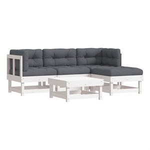 Afuera Living 5 Piece Wood Garden Lounge Set in White/Anthracite