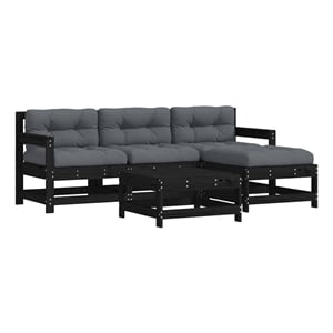 Afuera Living 5 Piece Wood Garden Lounge Set in Black/Anthracite