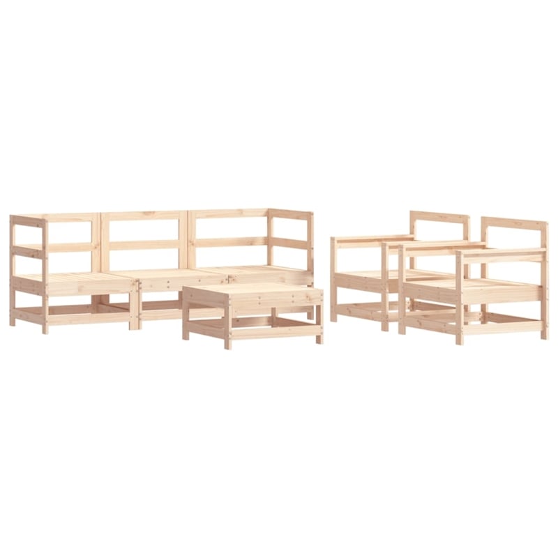 Afuera Living Contemporary 6 Piece Wood Garden Lounge Set in Beige