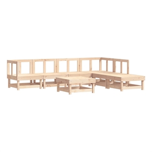 Afuera Living Contemporary 7 Piece Wood Garden Lounge Set in Natural