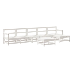 Afuera Living Contemporary 7 Piece Wood Large Garden Lounge Set in White