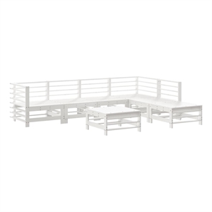 Afuera Living Contemporary 7 Piece Wood Large Garden Lounge Set in White