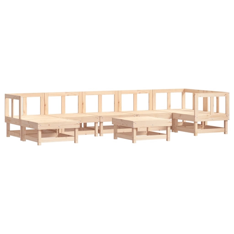 Afuera Living Contemporary 8 Piece Wood Large Garden Lounge Set in Beige