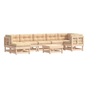 Afuera Living Contemporary 8 Piece Wood Large Garden Lounge Set in Beige