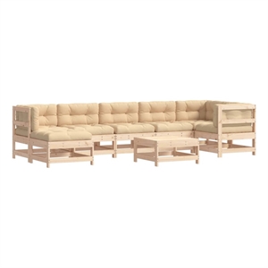 Afuera Living Contemporary 8 Piece Wood Large Garden Lounge Set in Beige