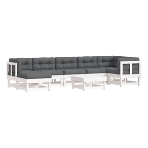 Afuera Living 8 Piece Wood Garden Lounge Set in White/Anthracite
