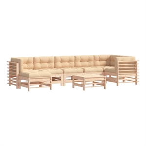 Afuera Living Contemporary Wood Large Garden Lounge Set in Beige