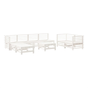 Afuera Living Contemporary 9 Piece Wood Large Garden Lounge Set in White