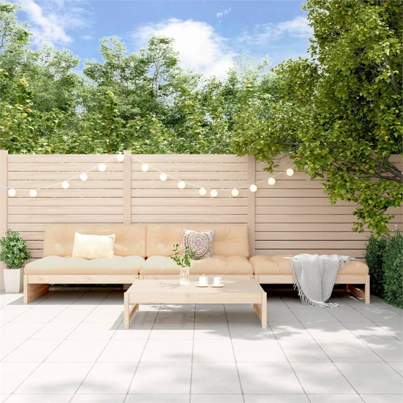 Afuera Living Contemporary Wood Garden Lounge Set in Natural/Beige