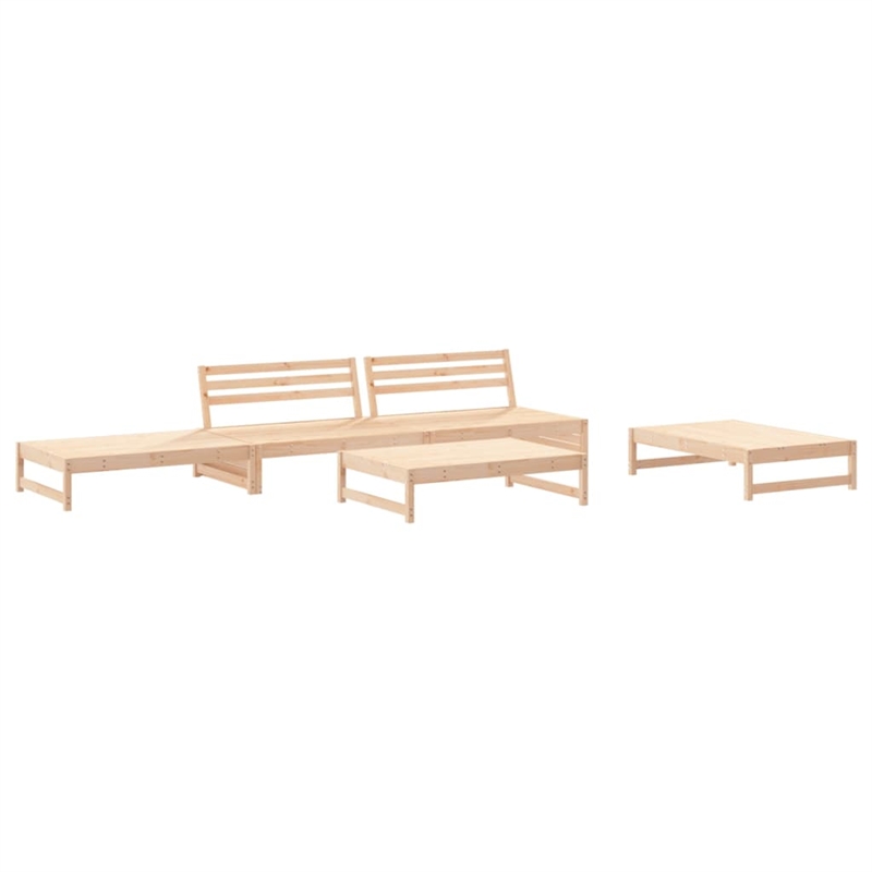Afuera Living 5 Piece Wood Garden Lounge Set in Natural/Beige
