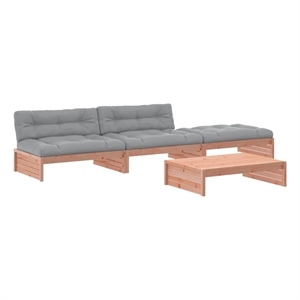 Afuera Living Contemporary 4 Piece Wood Garden Lounge Set in Gray