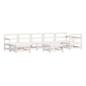 Afuera Living Contemporary 8 Piece Wood Large Garden Lounge Set in White
