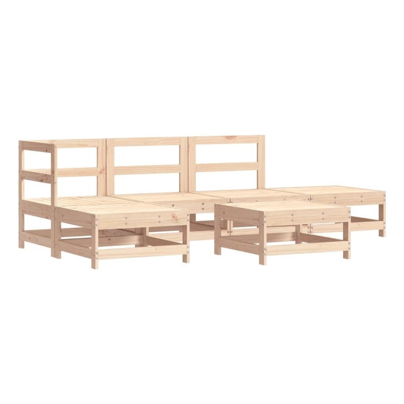 Afuera Living Contemporary 6 Piece Wood Garden Lounge Set in Natural