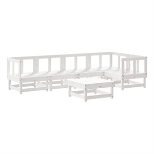 Afuera Living Contemporary Wood Large Garden Lounge Set in White