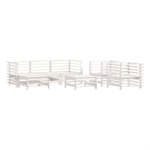 Afuera Living Contemporary 7 Piece Wood Large Garden Lounge Set in White