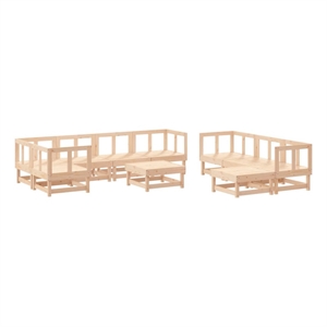 Afuera Living 10 Piece Wood Small Garden Lounge Set in Natural