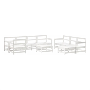 Afuera Living 10 Piece Wood Small Garden Lounge Set in White