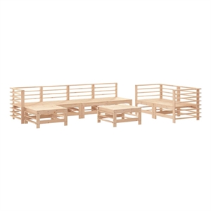 Afuera Living Contemporary Wood Large Garden Lounge Set in Natural