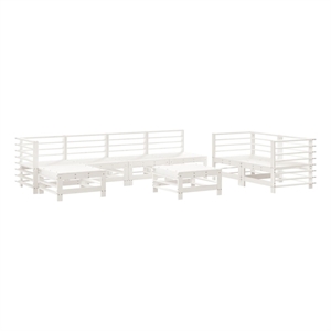Afuera Living Contemporary 8 Piece Wood Large Garden Lounge Set in White