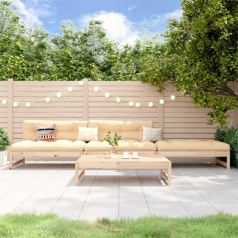 Afuera Living 4 Piece Wood Medium Garden Lounge Set in Natural