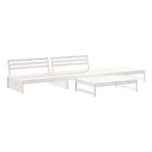 Afuera Living Contemporary 4 Piece Wood Large Garden Lounge Set in White