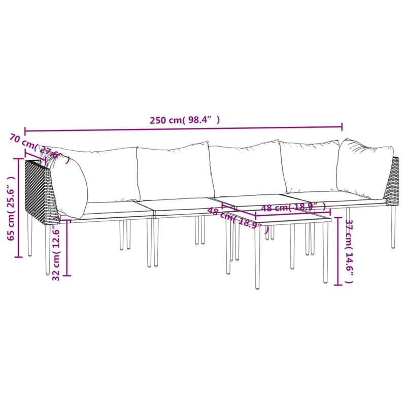 Afuera Living 5 Piece Poly Rattan Garden Lounge Set in Gray/Beige