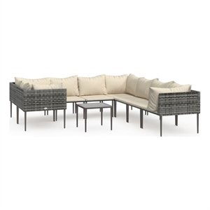 Afuera Living 9 Piece Poly Rattan Large Garden Lounge Set in Gray/Beige
