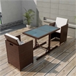 Afuera Living Contemporary 3 Piece Steel Furniture Set in Brown/Cream