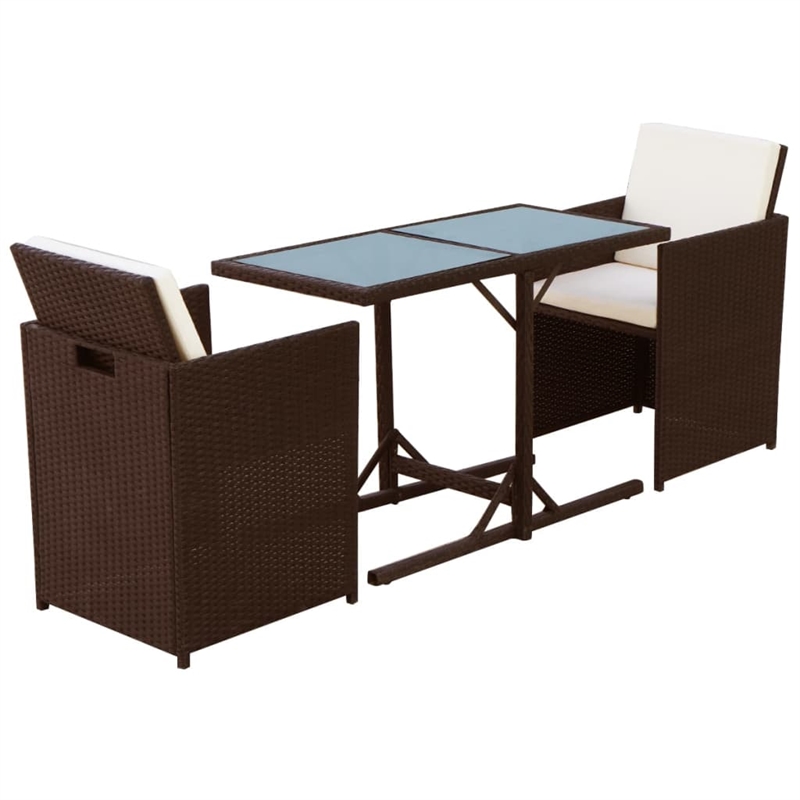 Afuera Living Contemporary 3 Piece Steel Furniture Set in Brown/Cream