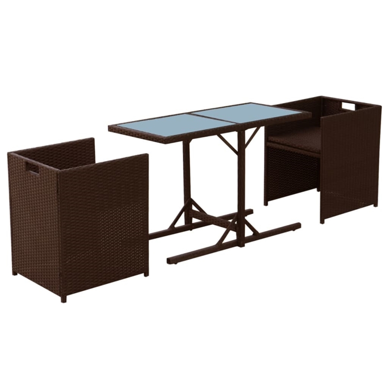 Afuera Living Contemporary 3 Piece Steel Furniture Set in Brown/Cream