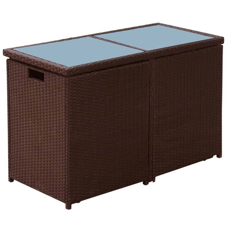 Afuera Living Contemporary 3 Piece Steel Furniture Set in Brown/Cream