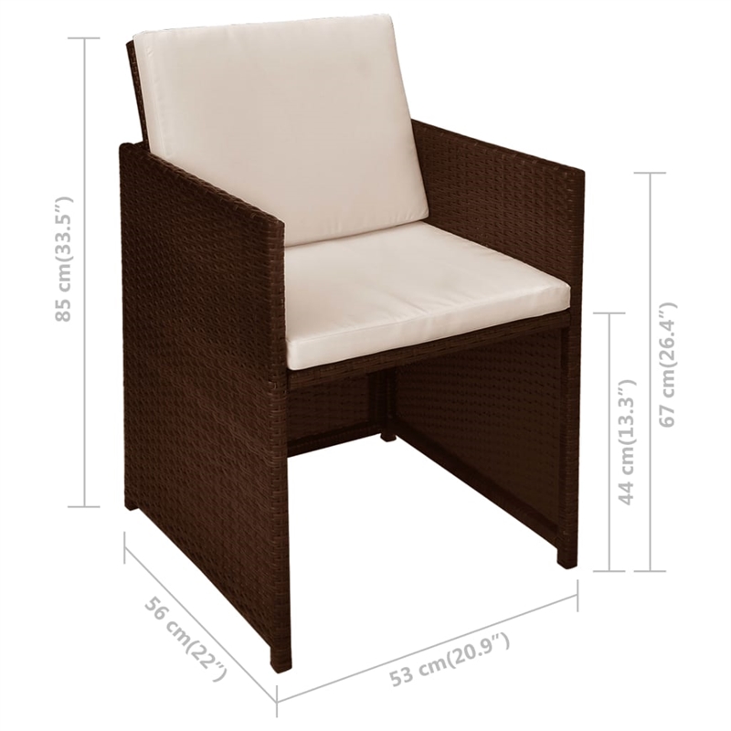 Afuera Living Contemporary 3 Piece Steel Furniture Set in Brown/Cream