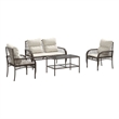 Afuera Living Contemporary 4 Piece Patio Sofa Set in Brown/Cream