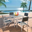 Afuera Living Contemporary Metal Patio Dining Set in Black/White