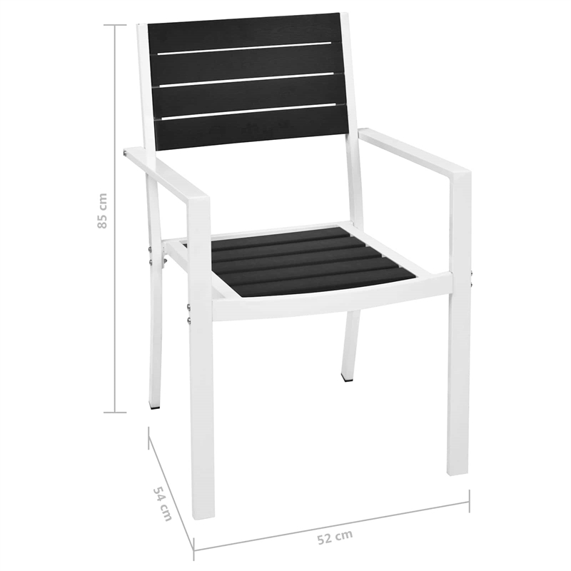 Afuera Living Contemporary Metal Patio Dining Set in Black/White