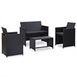 Afuera Living Contemporary 4 Piece Steel Lounge Set in Black
