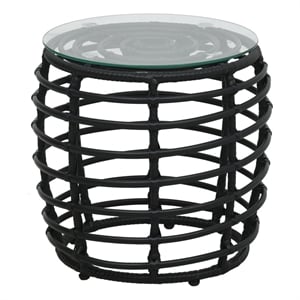Afuera Living Contemporary 3 Piece Poly Rattan Bistro Set in Black
