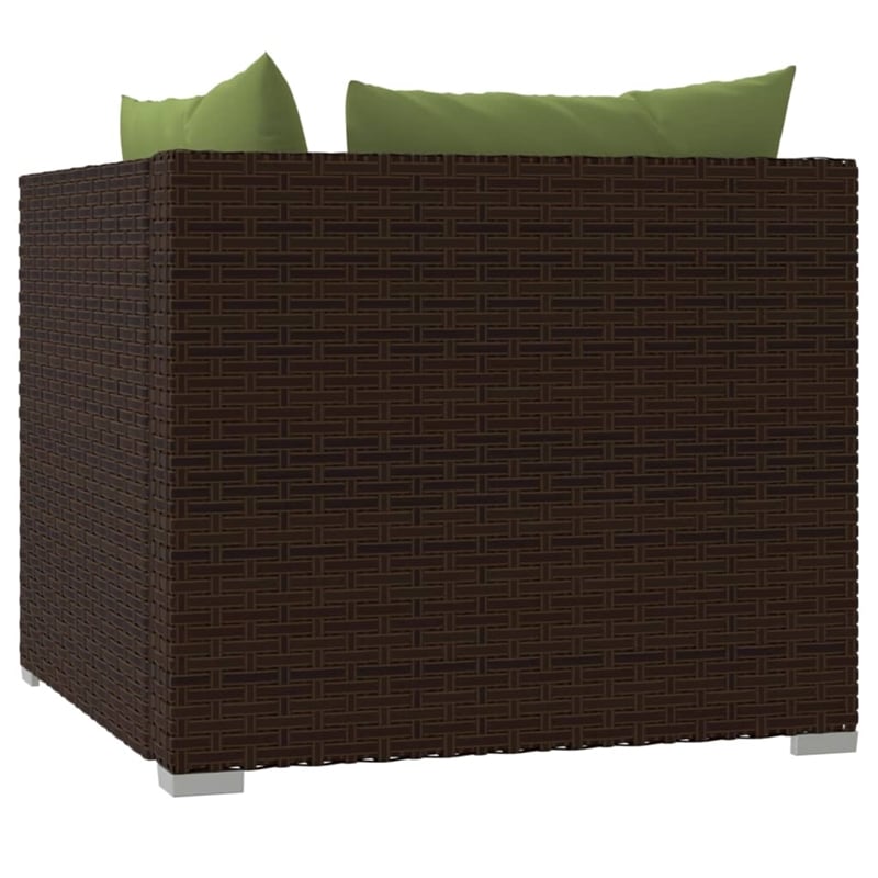 Afuera Living Contemporary Synthetic Poly Rattan Sofa in Green/Brown