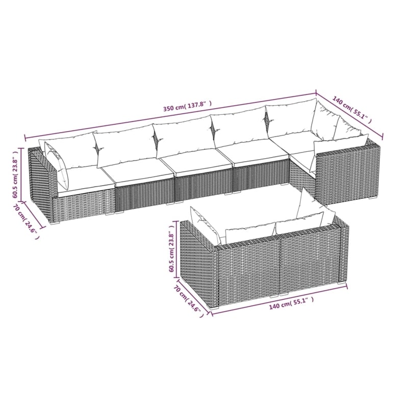 Afuera Living 8 Piece Poly Rattan Garden Lounge Set in Green/Brown