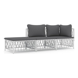 Afuera Living Contemporary 3 Piece Steel Garden Lounge Set in White/Gray