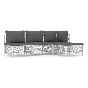 Afuera Living Contemporary 4 Piece Steel Garden Lounge Set in White/Gray