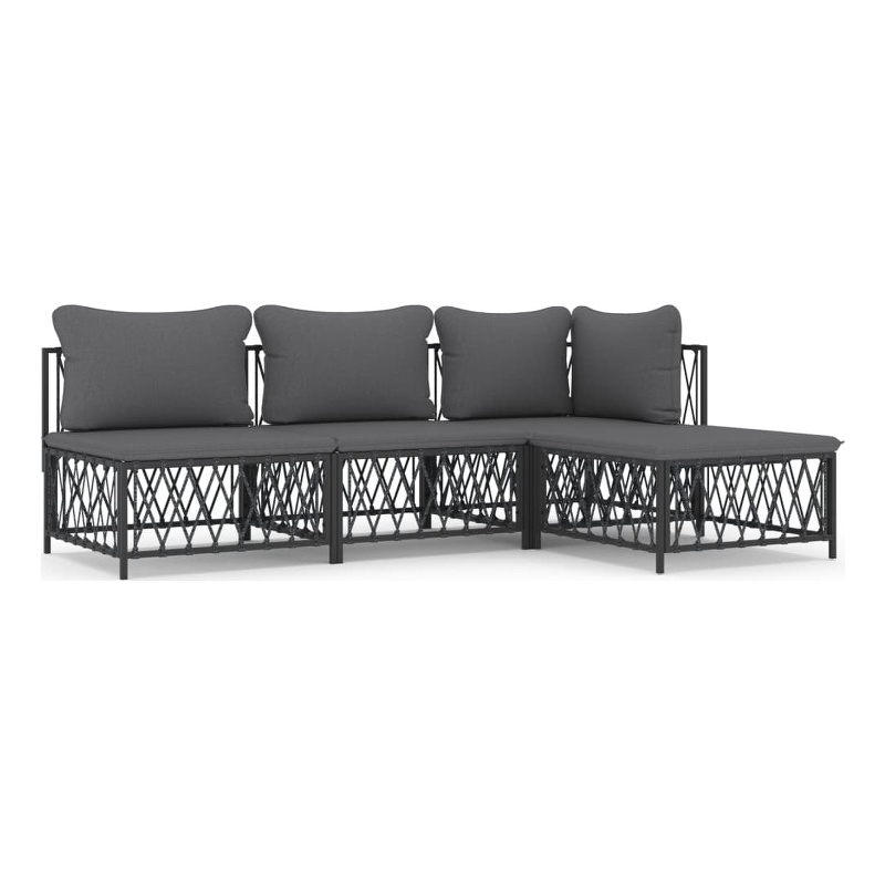 Afuera Living 4 Piece Steel Small Lounge Set in Gray/Anthracite