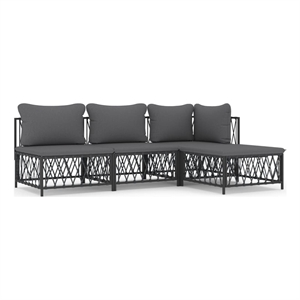 afuera living 4 piece steel small lounge set in gray/anthracite