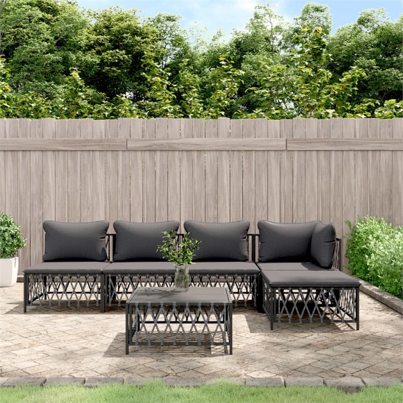 Afuera Living Contemporary Steel Garden Lounge Set in Anthracite