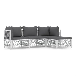 Afuera Living Contemporary Steel Garden Lounge Set in White/Gray