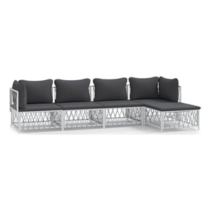 Afuera Living Contemporary 5 Piece Steel Garden Lounge Set in White/Gray