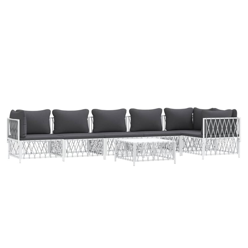 Afuera Living Contemporary 7 Piece Steel Garden Lounge Set in White