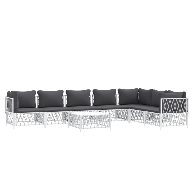 Afuera Living Contemporary 8 Piece Steel Lounge Set in White