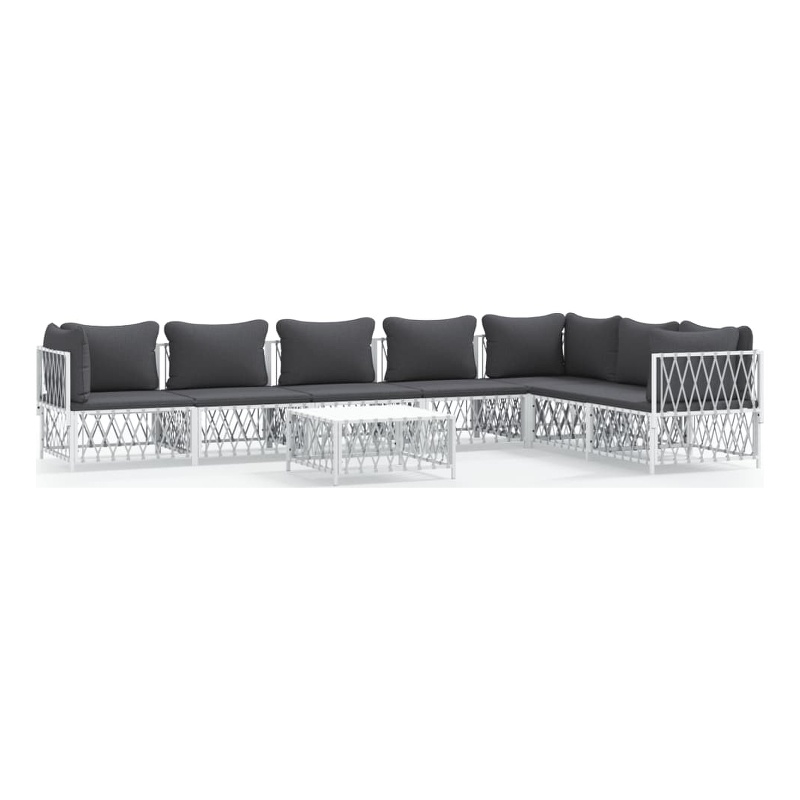 Afuera Living Contemporary 8 Piece Steel Lounge Set in White