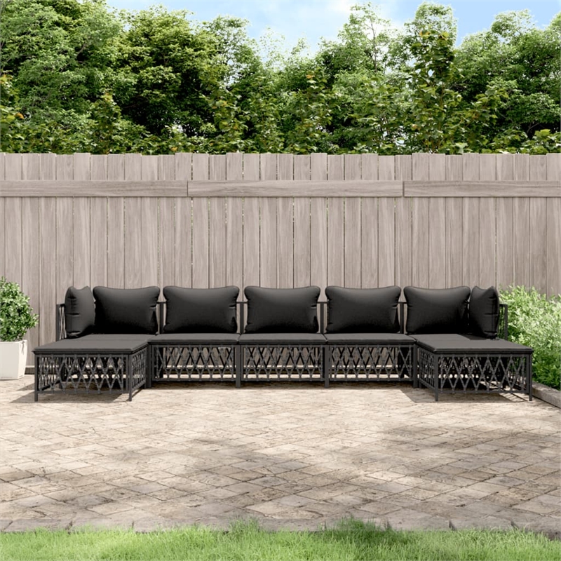 Afuera Living Contemporary 7 Piece Steel Garden Lounge Set in Anthracite